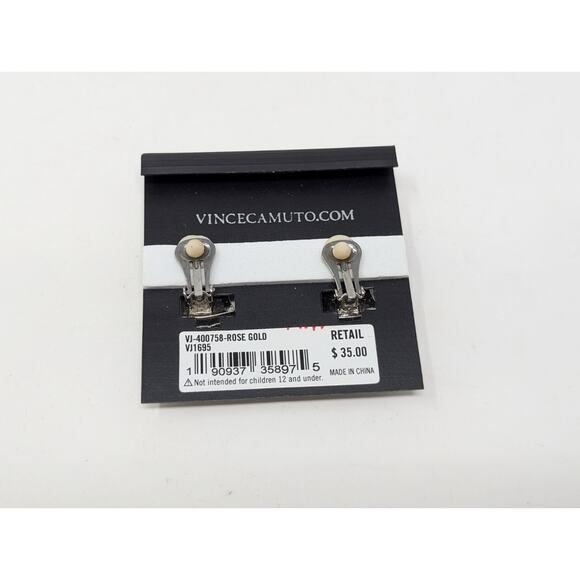 Vince Camuto Clip On Earrings Silver Tone Rectangular Red Rhinestone New - Picture 4 of 4